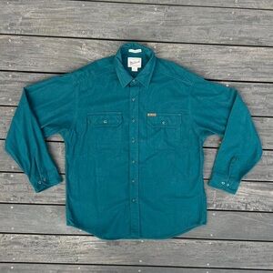 Vintage Dark Green Woolrich Cotton Button Up Shirt Top